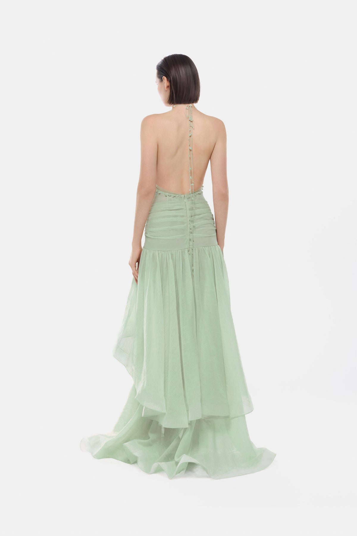 Mint Open-Back Halter Dress