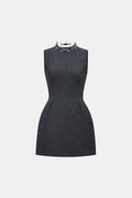 Sleeveless Embellished Neck Mini Dress