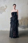 Black Tiered Strapless Dress