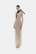 Beige Faux Pearl Dress