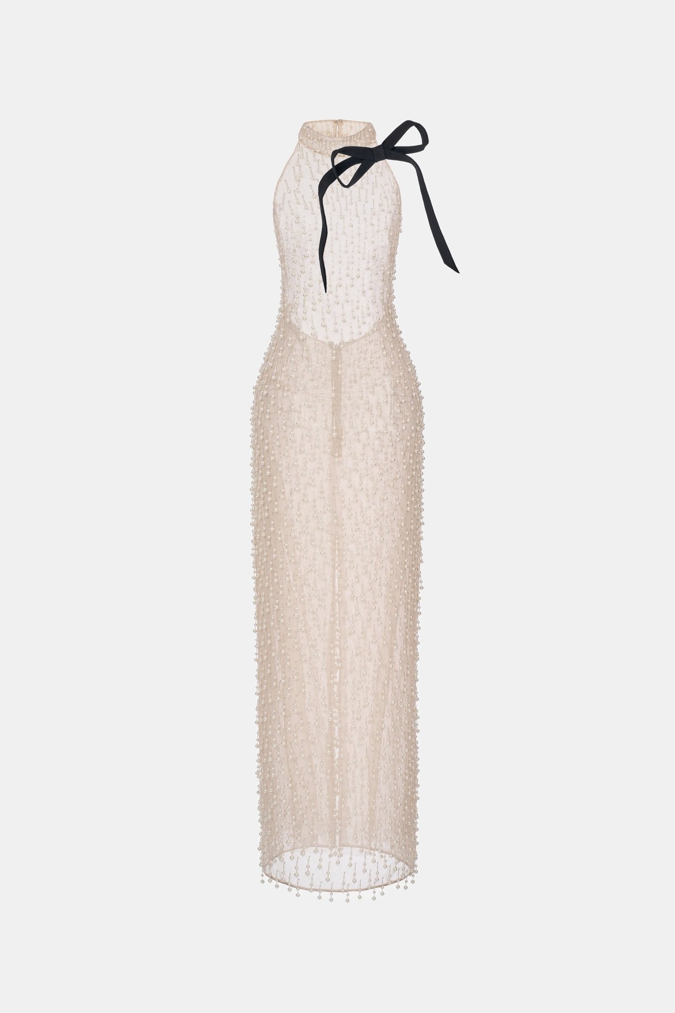 Beige Faux Pearl Dress