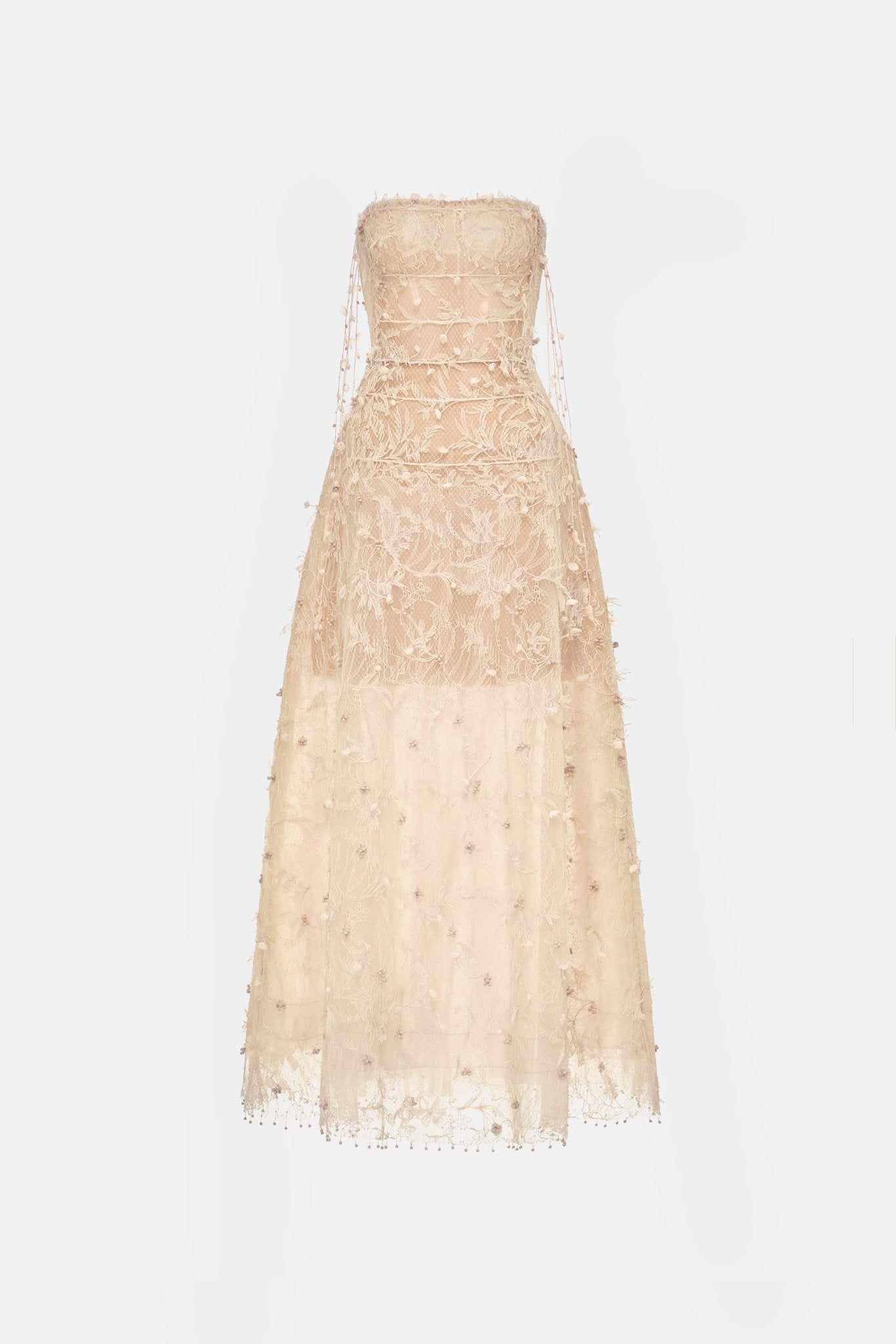 Beige Floral String Maxi Dress