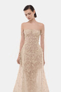 Beige Floral String Maxi Dress