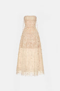 Beige Floral String Midi Dress