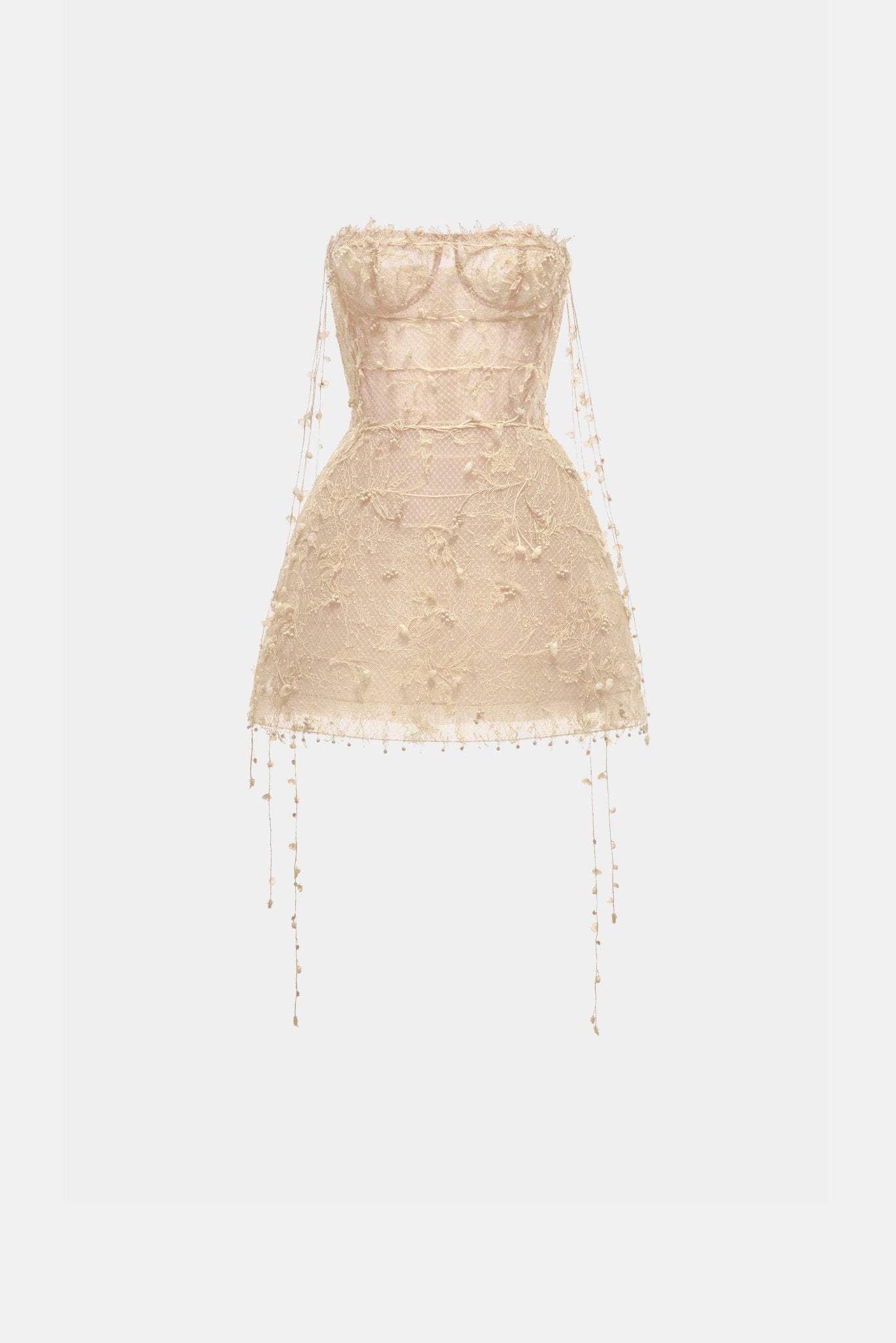 Beige Floral String Mini Dress