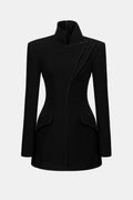Black Asymmetrical Crystal Beaded Dress