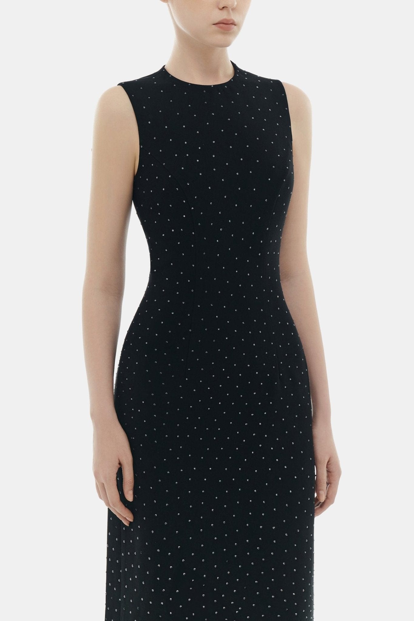 Black Crystal Beaded Maxi Dress