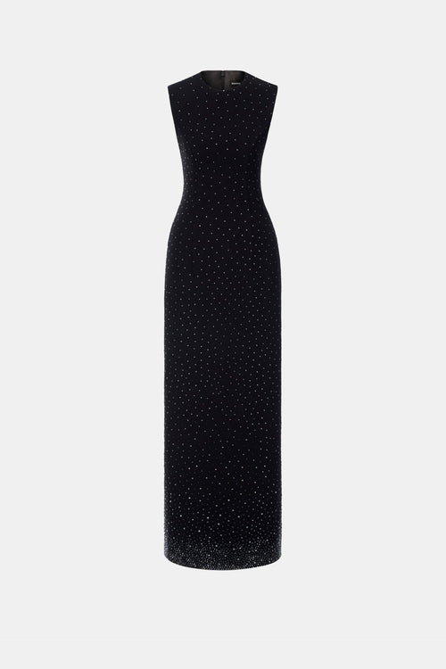 Black Crystal Beaded Maxi Dress