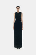 Black Crystal Beaded Maxi Dress