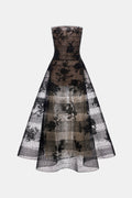 Black Floral Appliqué Maxi Dress