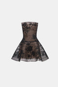 Black Floral Appliqué Mini Dress