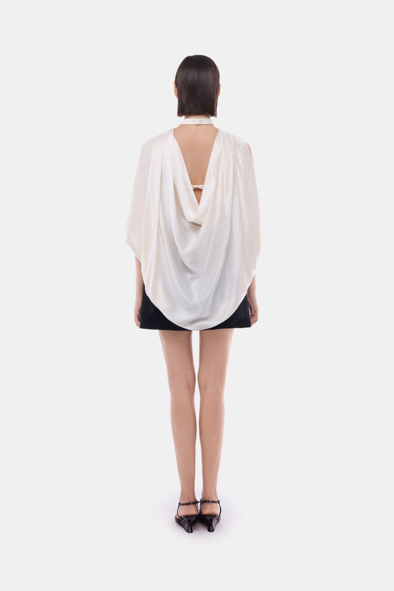 Black Scarf Mock Neck Mini Dress