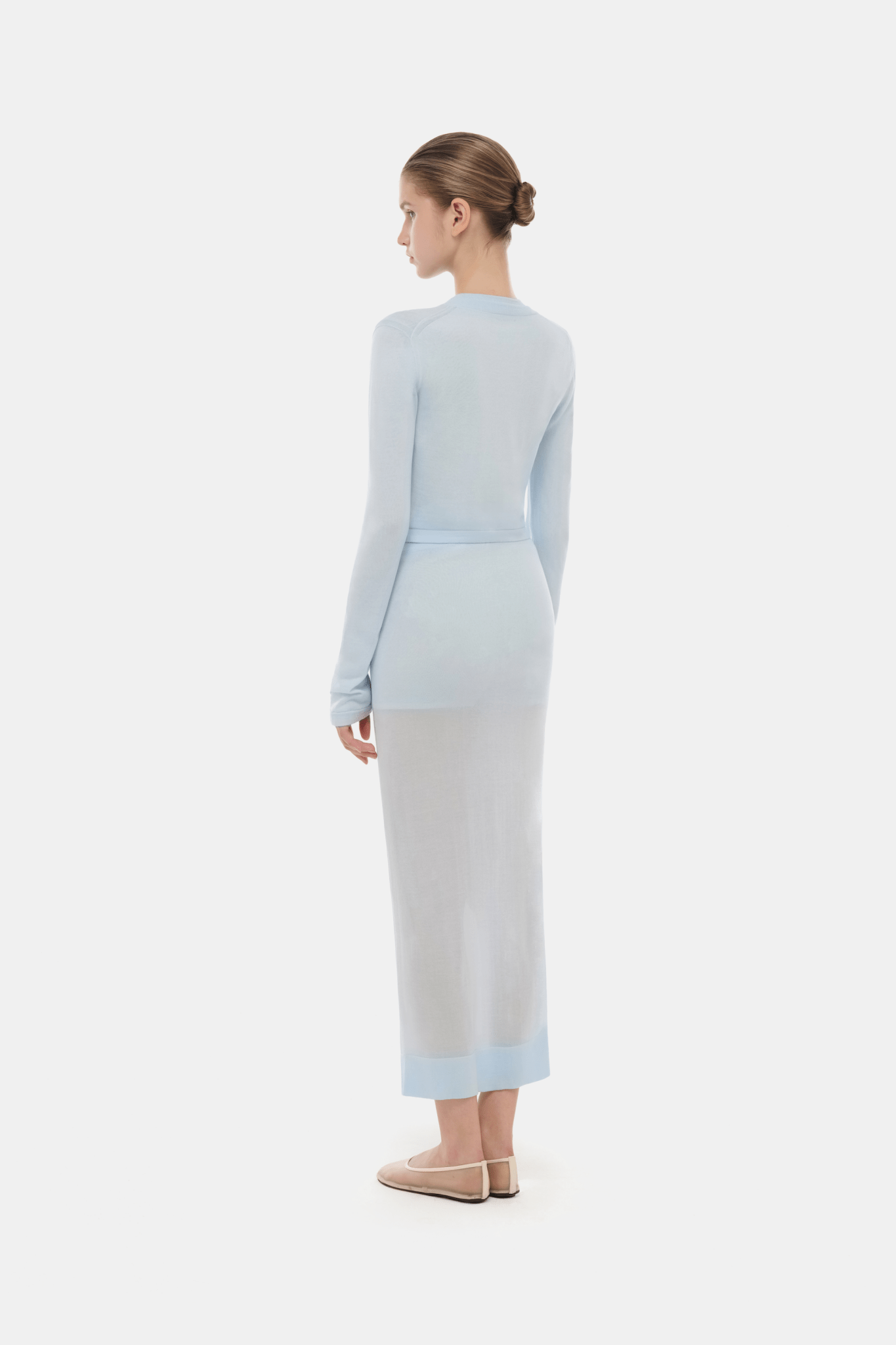 Blue Sheer Layered Midi Skirt