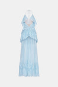 Blue Tiered Mesh Dress