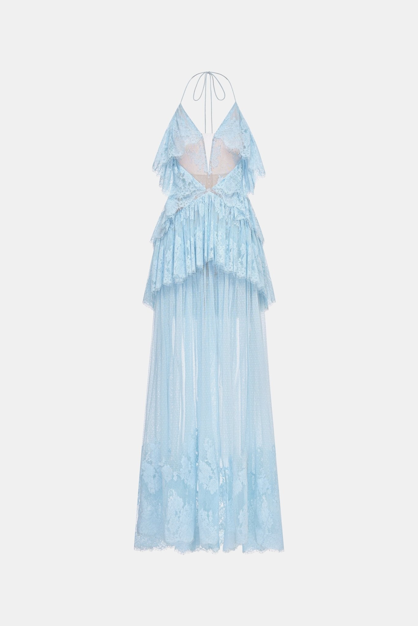 Blue Tiered Mesh Dress