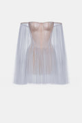 Blue Tulle Off-shoulder Mini Dress