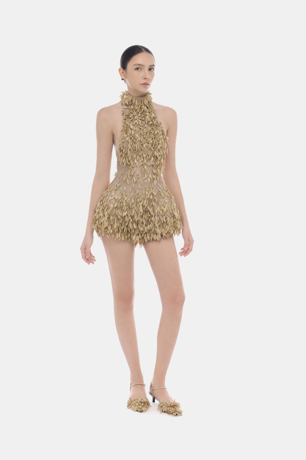 Gold High Neck Jumpsuit