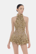Gold High Neck Jumpsuit