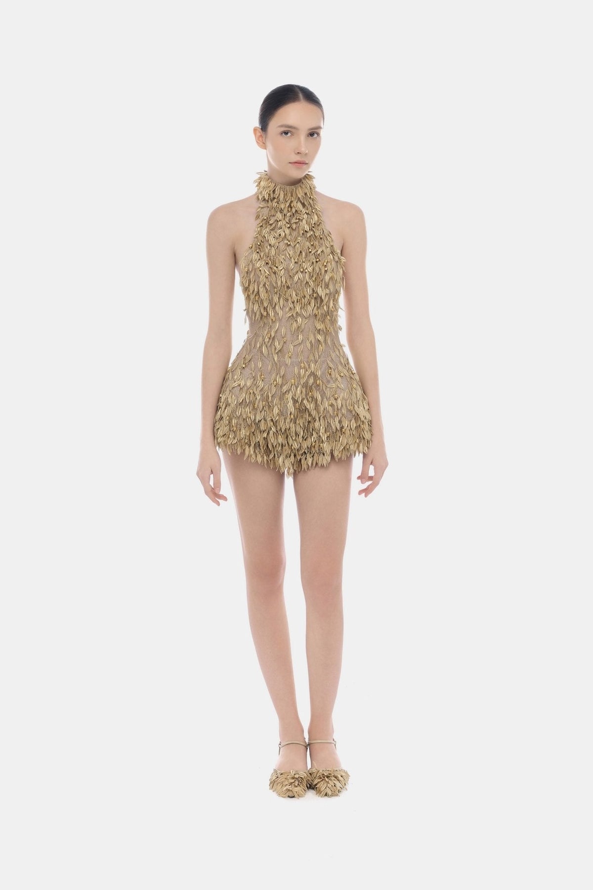 Gold High Neck Jumpsuit