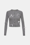 Grey 3D Floral Cardigan