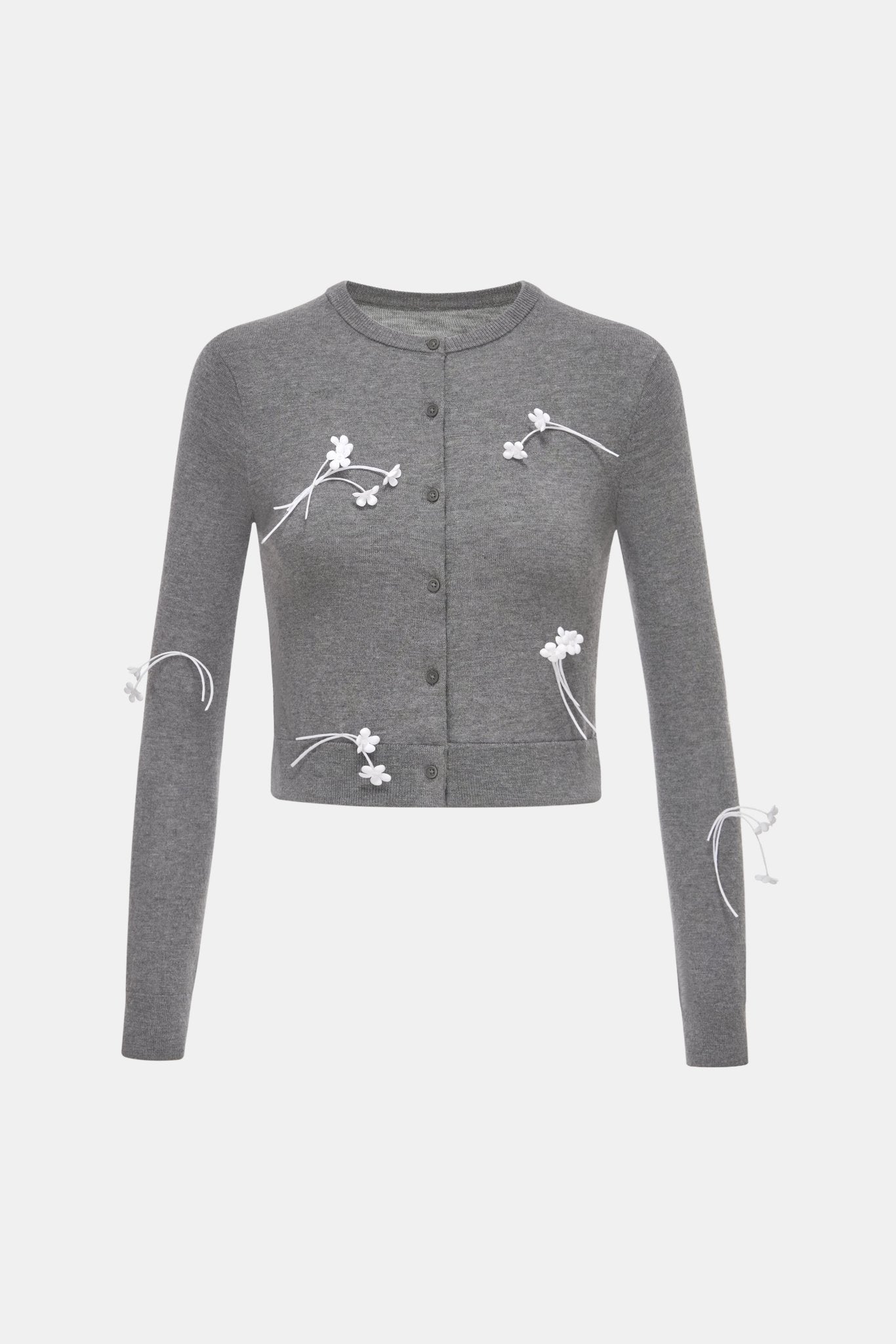 Grey 3D Floral Cardigan