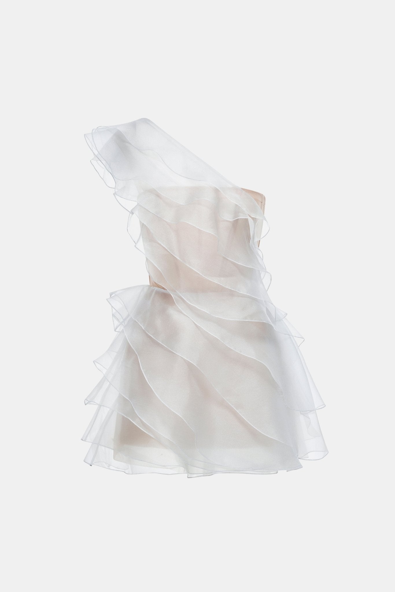 Grey Ruffle One-Shoulder Mini Dress