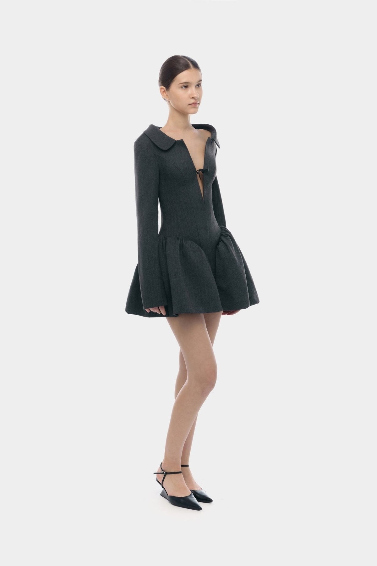 Grey Structured Peplum Dress