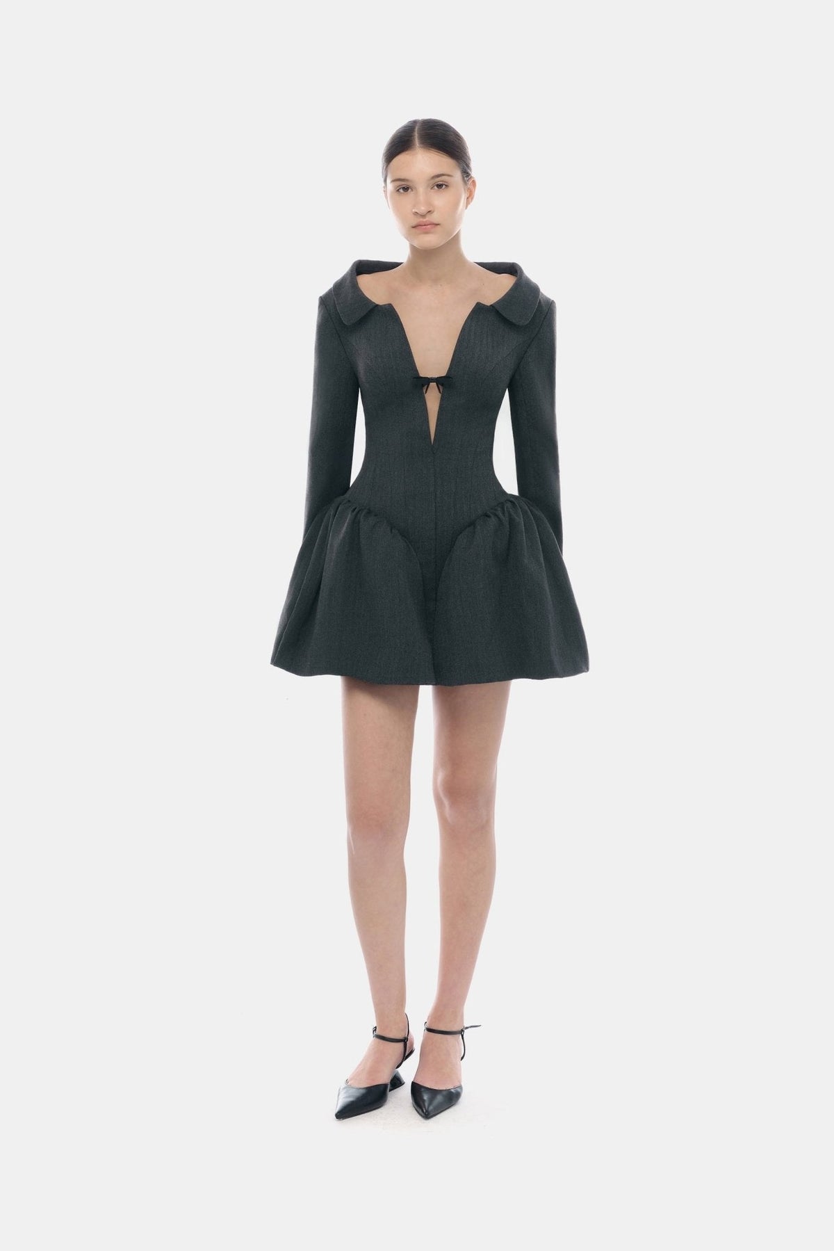 Grey Structured Peplum Dress