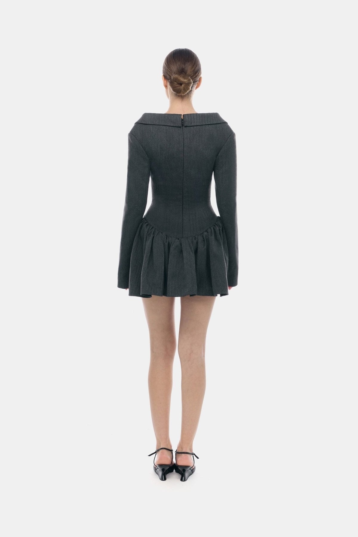 Grey Structured Peplum Dress