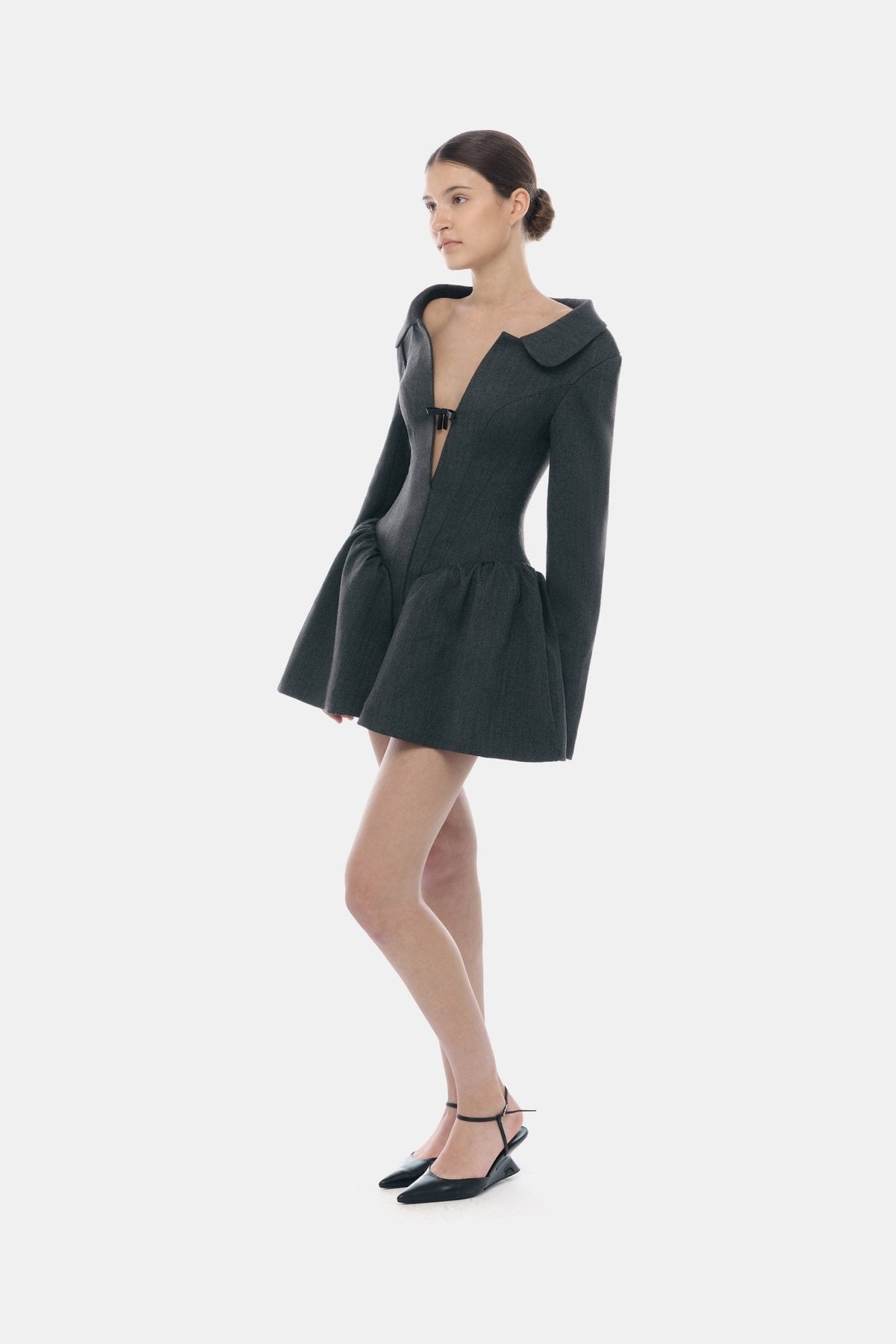 Grey Structured Peplum Dress