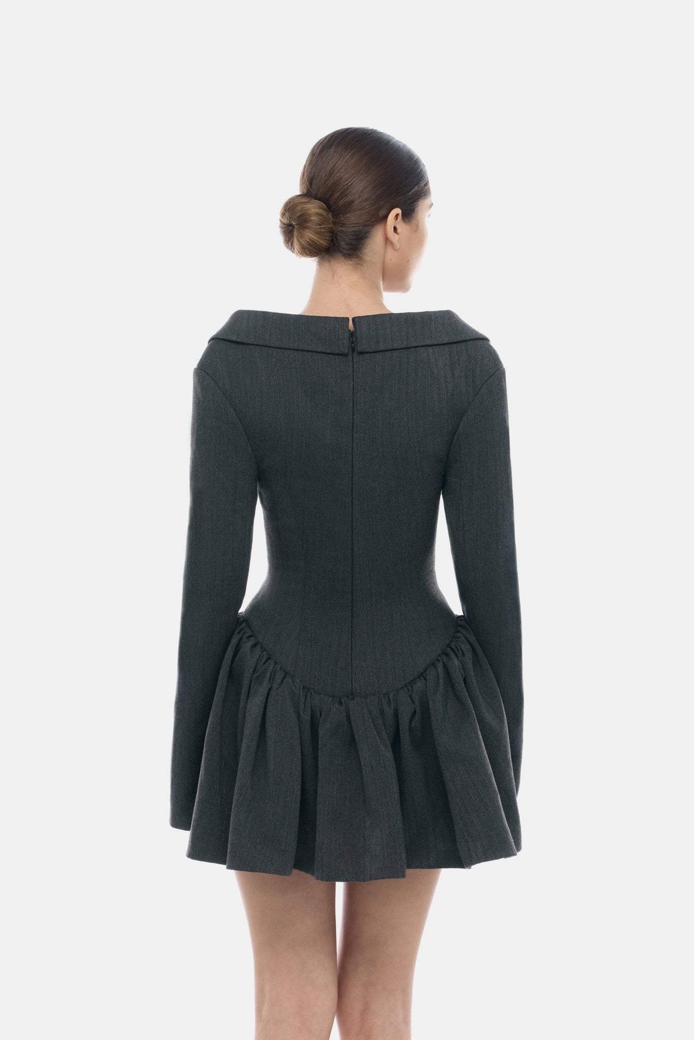Grey Structured Peplum Dress