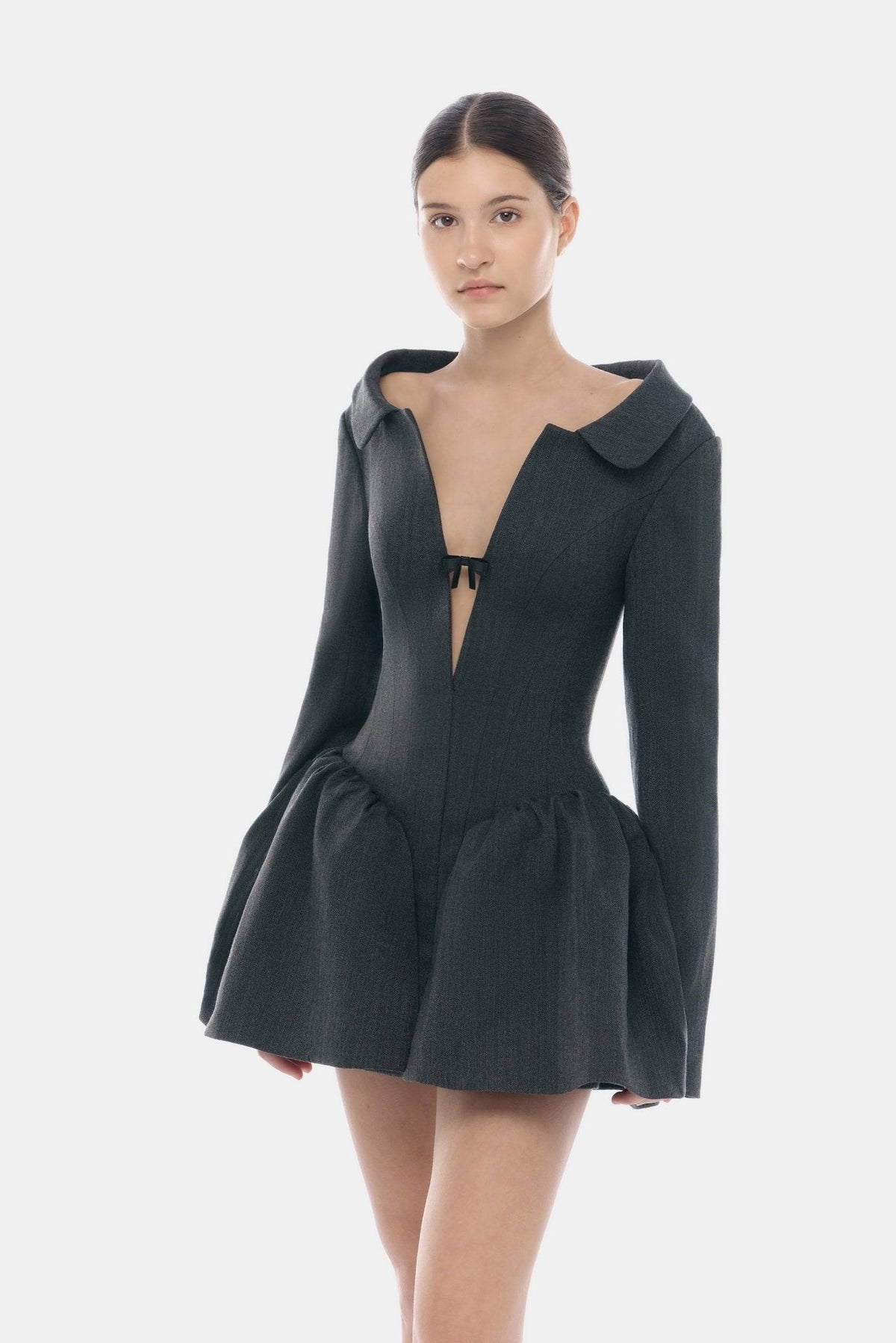 Grey Structured Peplum Dress