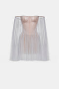 Grey Tulle Off-shoulder Mini Dress