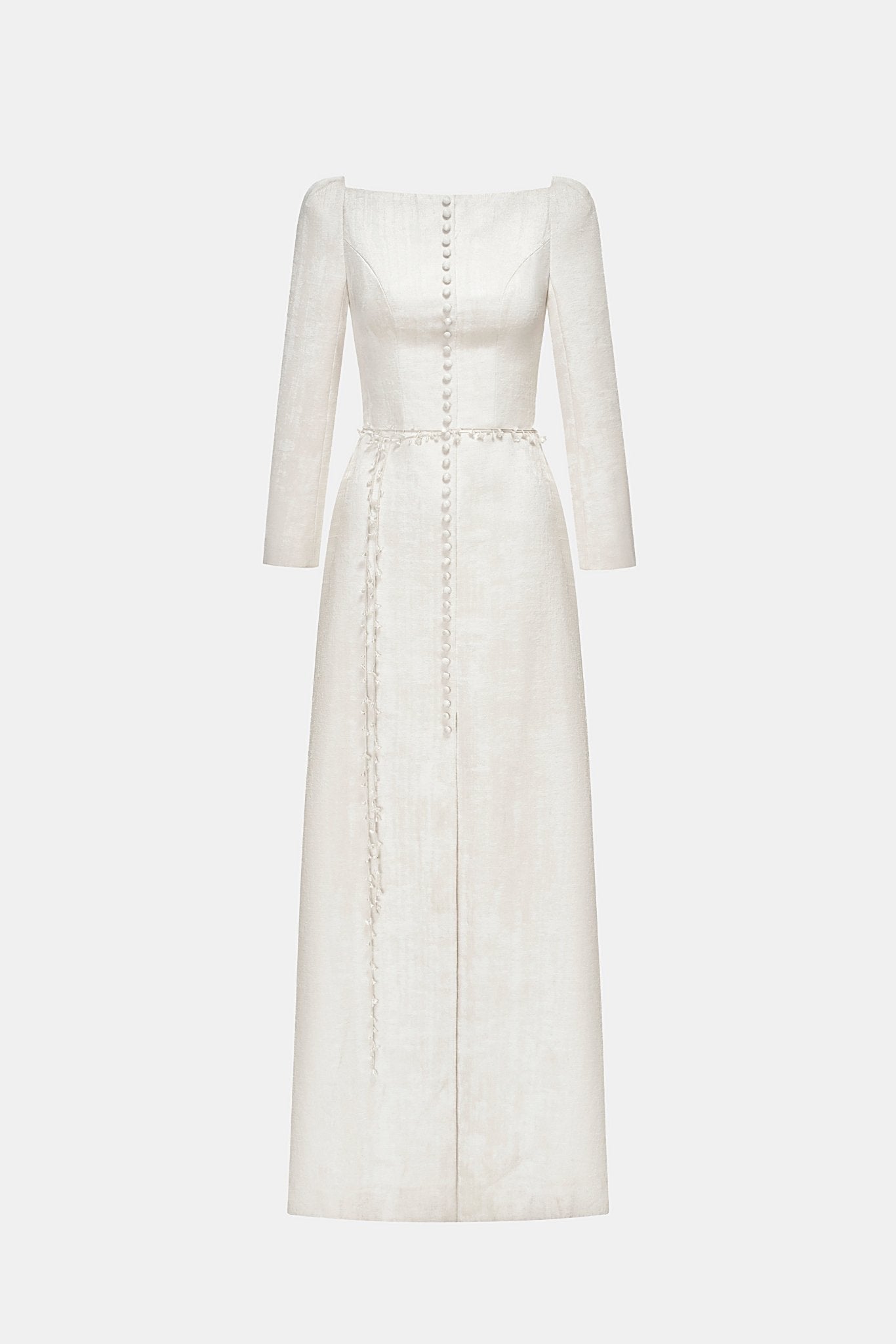 Ivory Brocade Split Dress