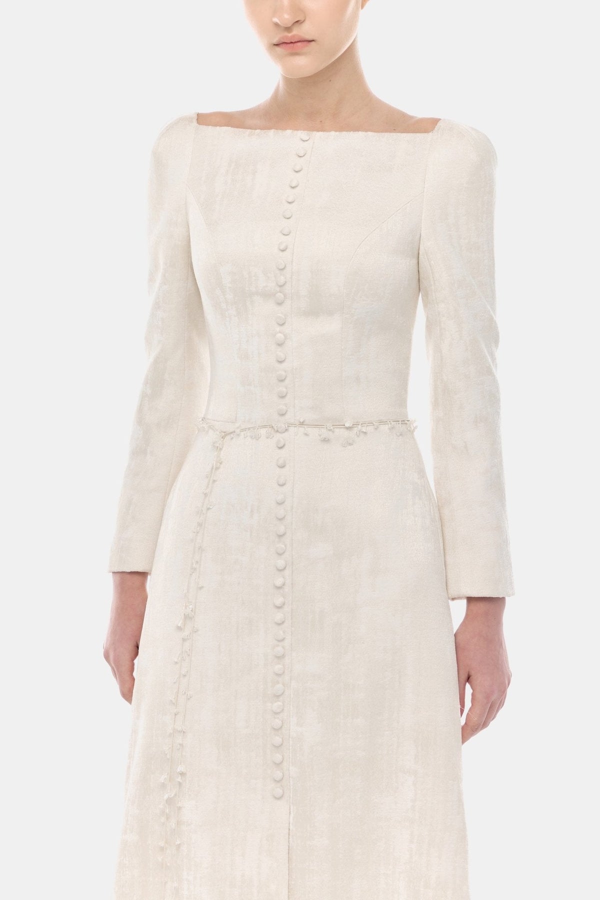 Ivory Brocade Split Dress