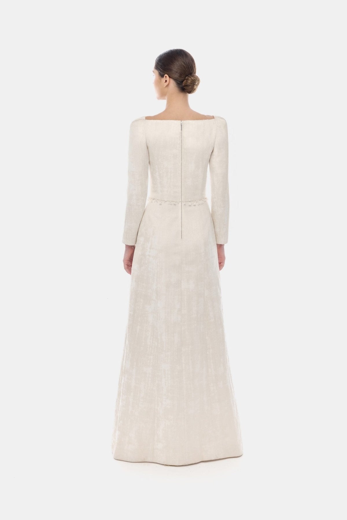 Ivory Brocade Split Dress