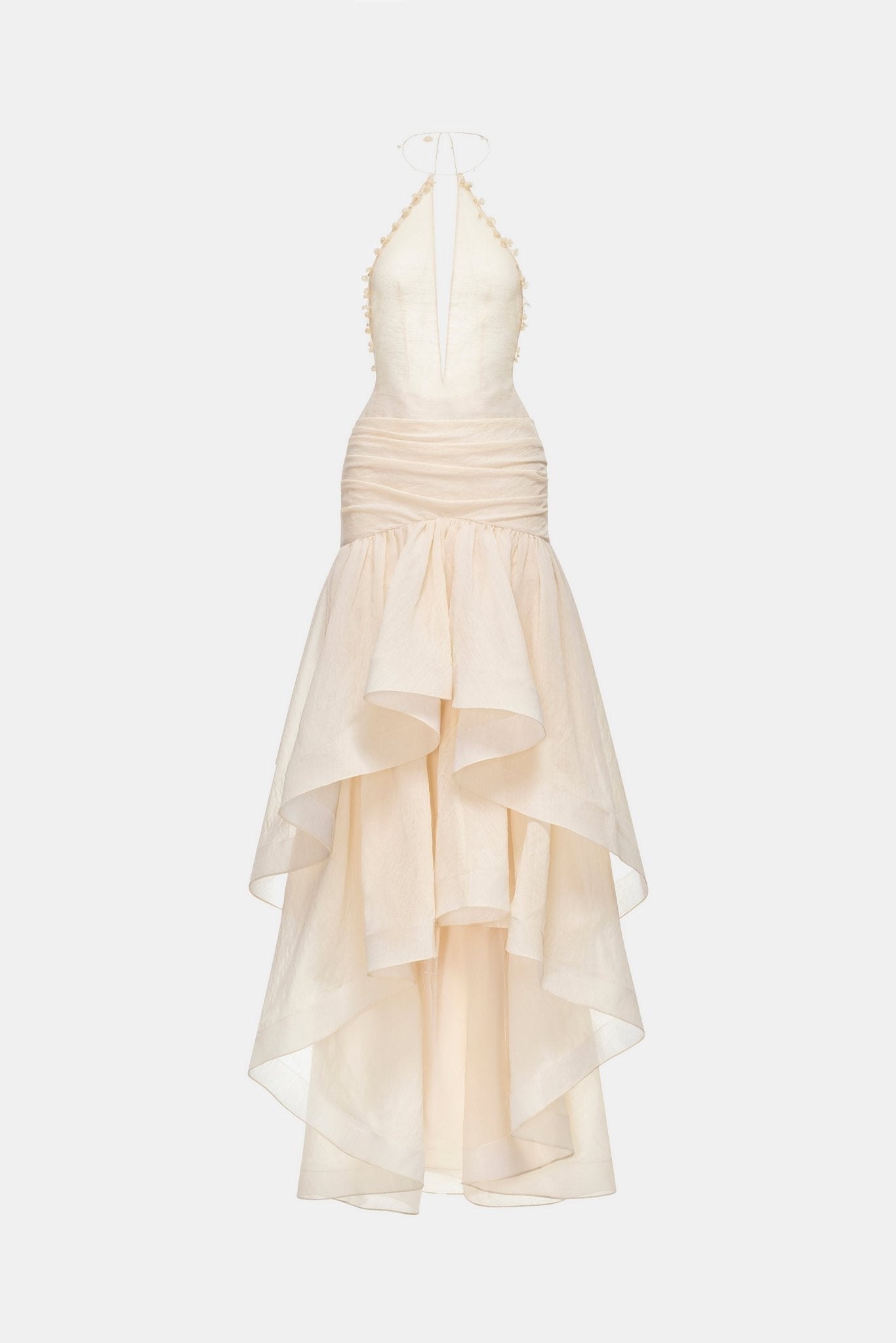 Ivory Open-Back Halter Dress