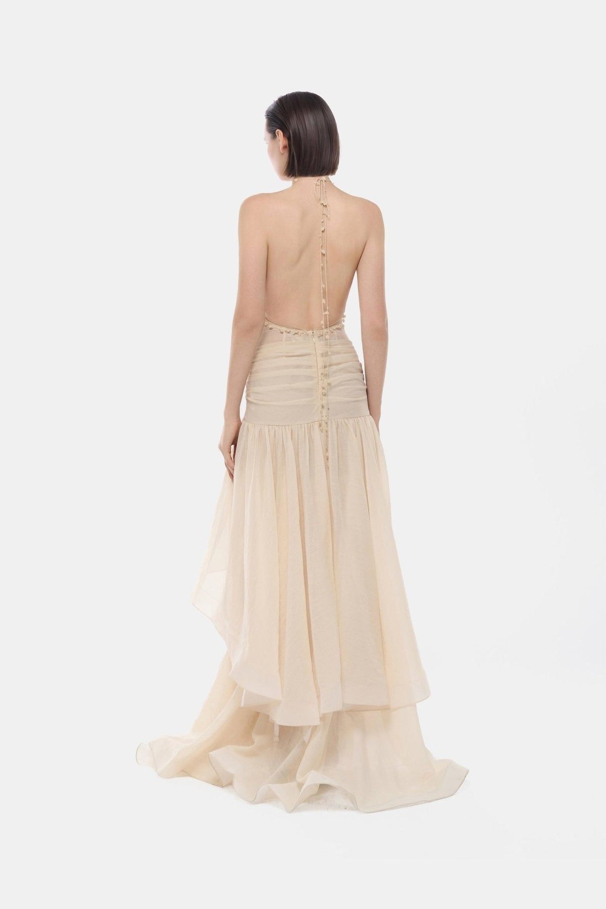Ivory Open-Back Halter Dress