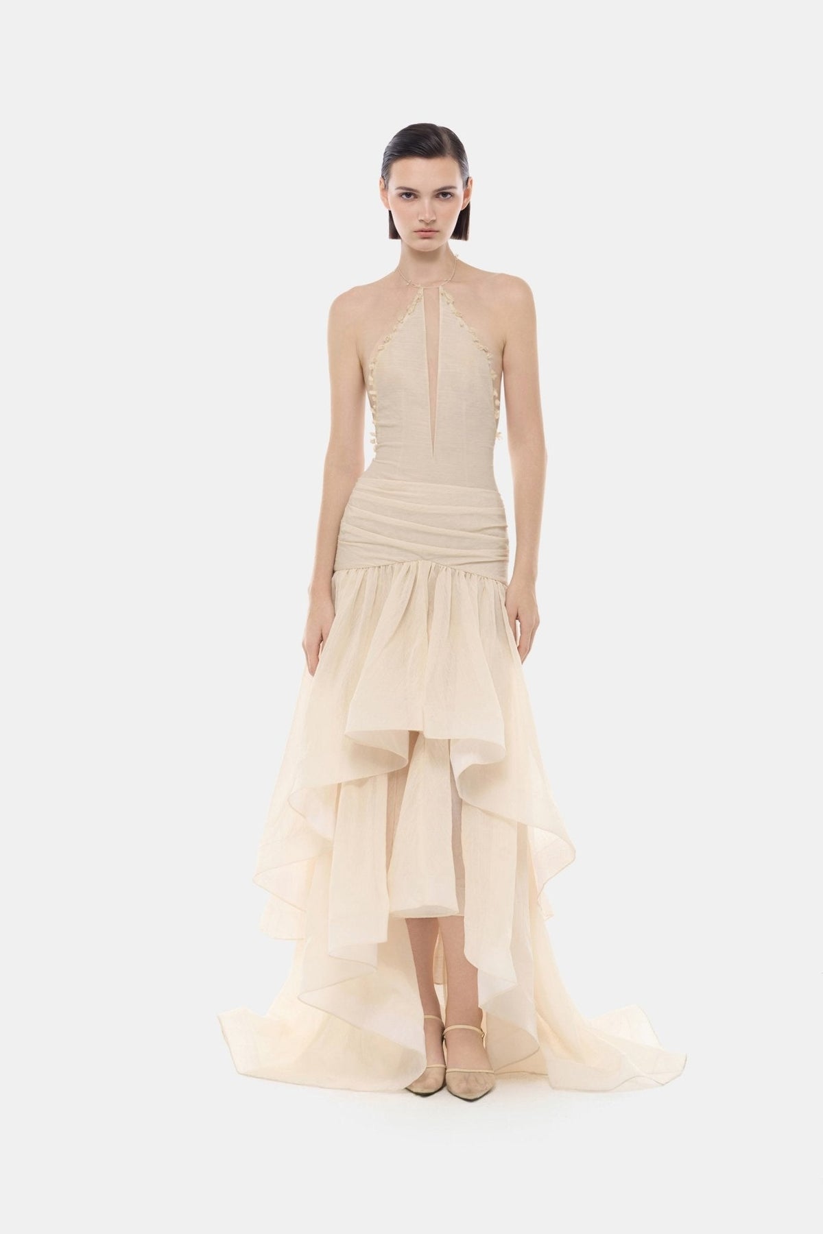 Ivory Cut-out Halter Dress
