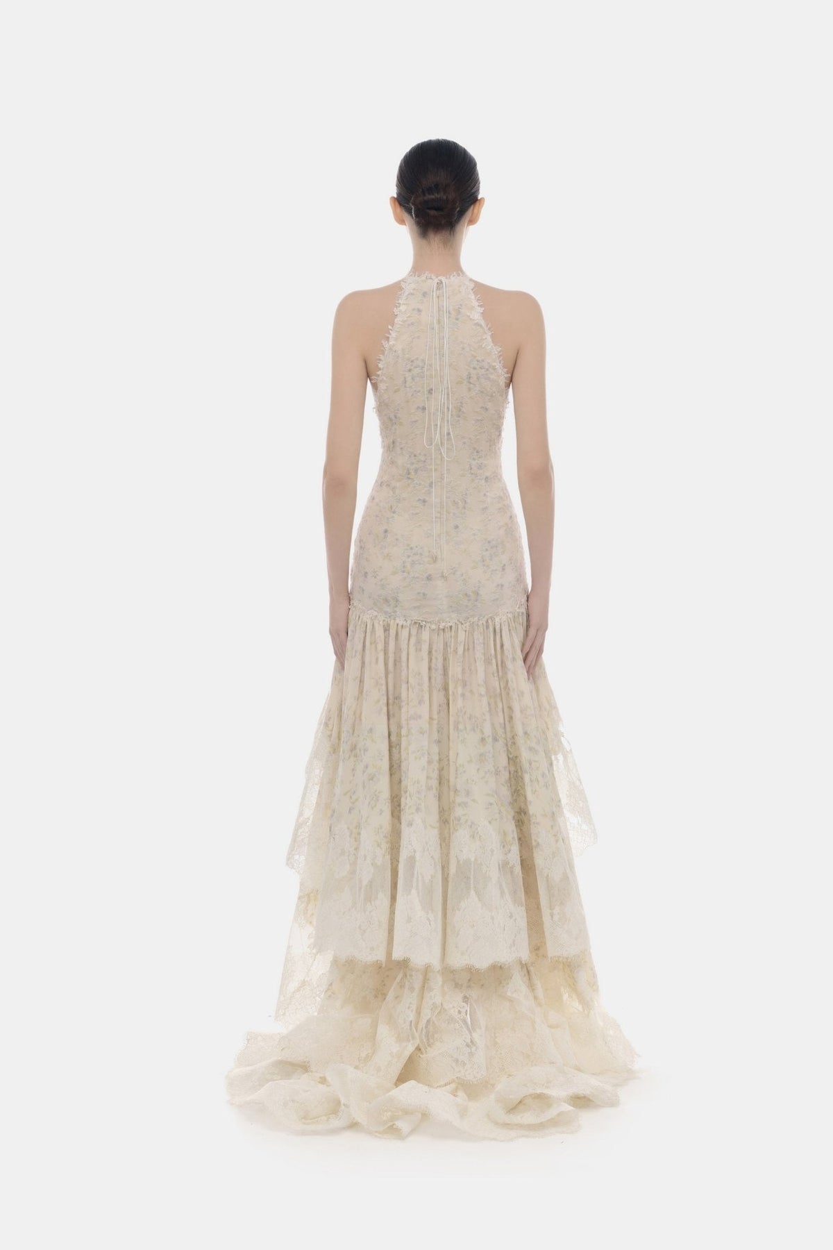 Ivory Cut-Out Lace Tiered Dress