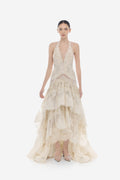 Ivory Cut-Out Lace Tiered Dress