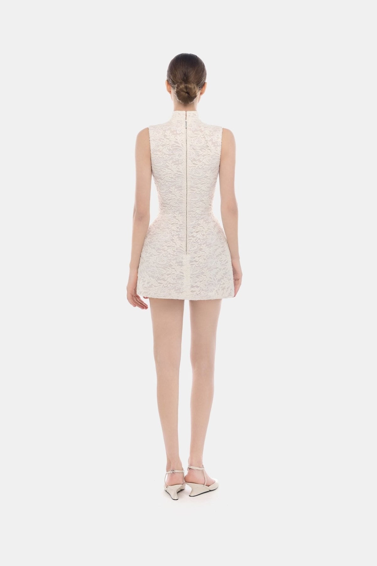 Ivory High Neck Bow Dress