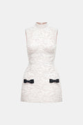Ivory High Neck Bow Dress