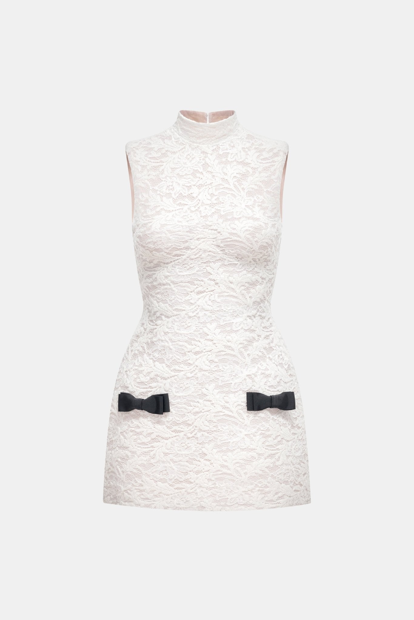 Ivory High Neck Bow Dress