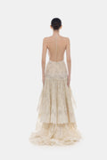 Ivory Open-Back Lace Tiered Dress