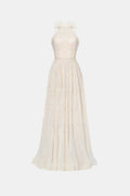 Ivory Tiered Halter Maxi Dress
