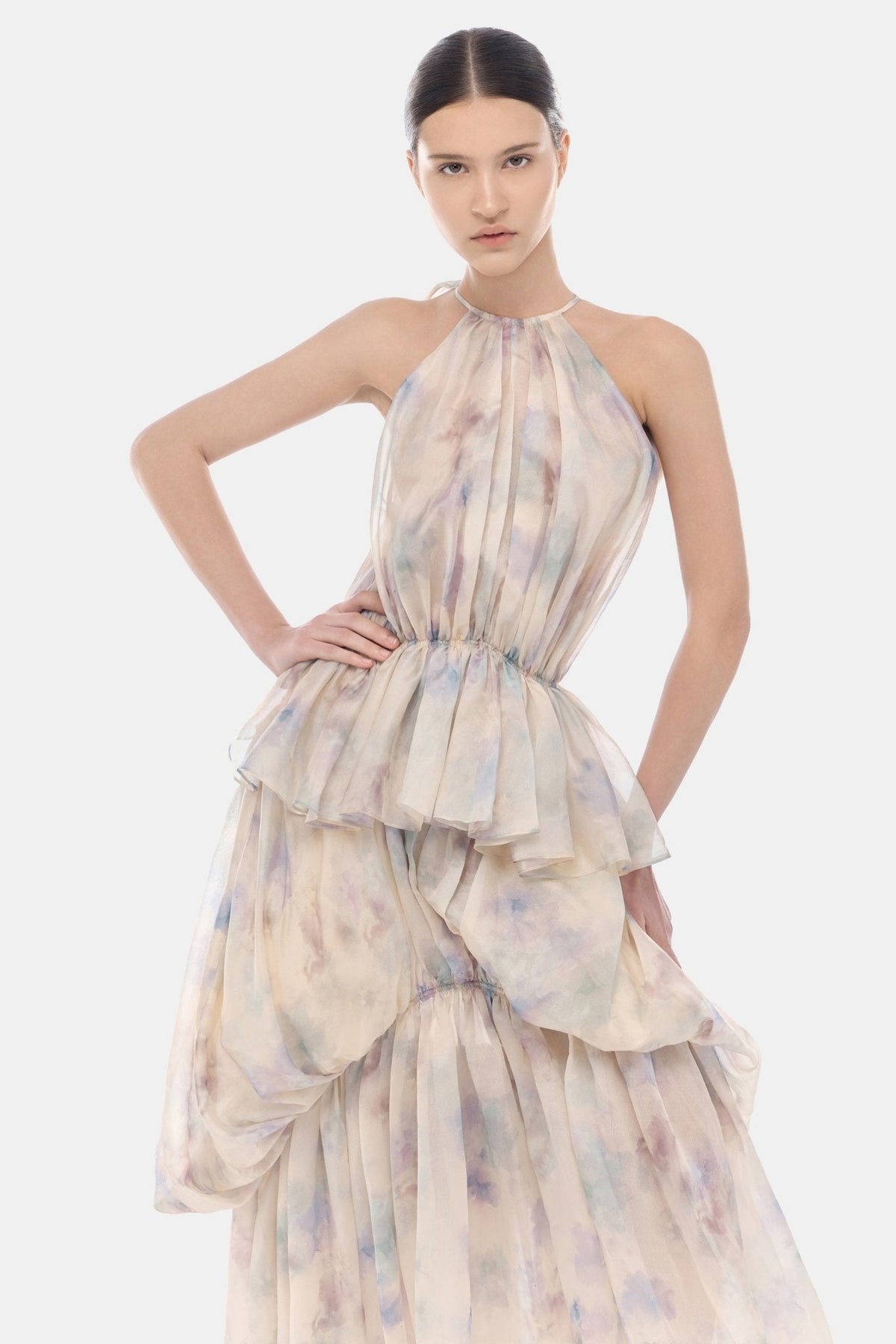 Lavender Tiered Halter Bubble Dress