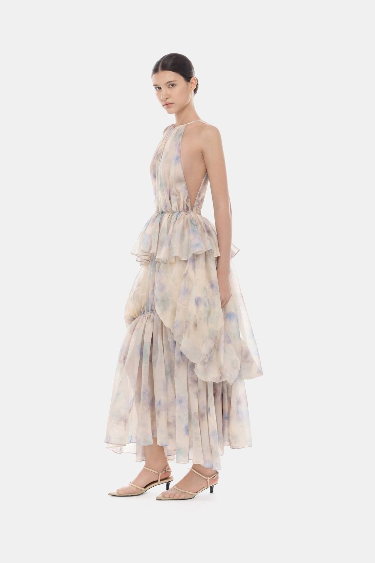 Lavender Tiered Halter Bubble Dress