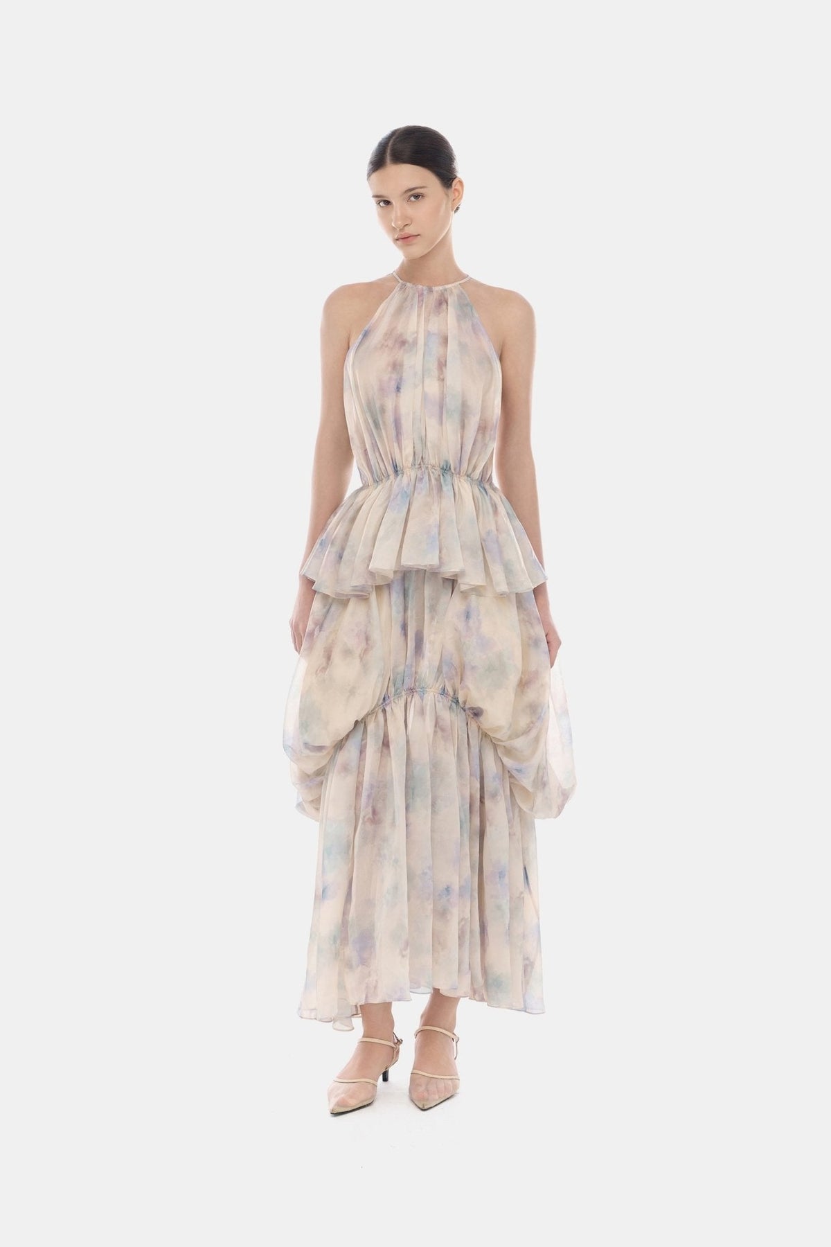 Lavender Tiered Halter Bubble Dress