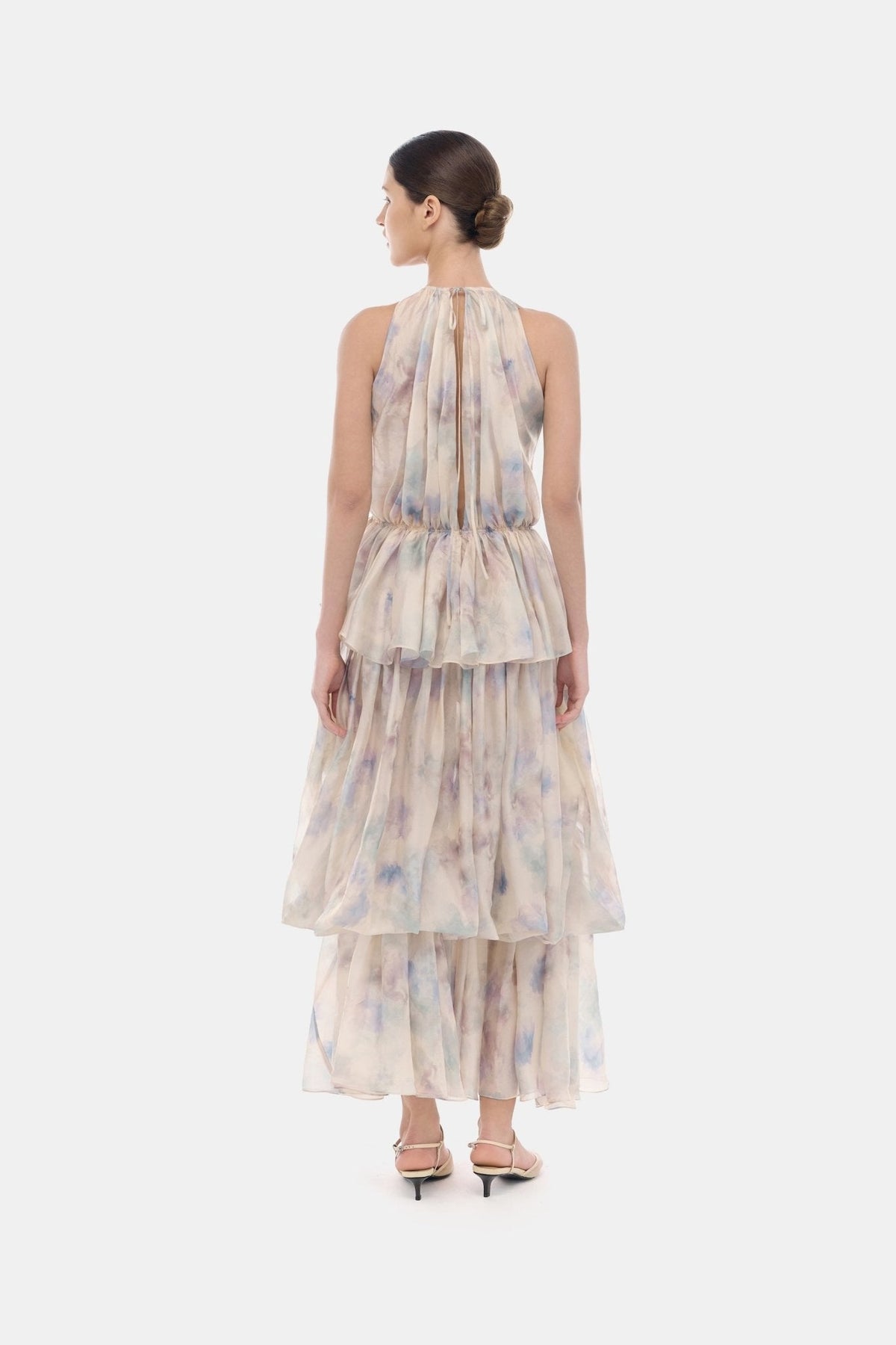 Lavender Tiered Halter Bubble Dress